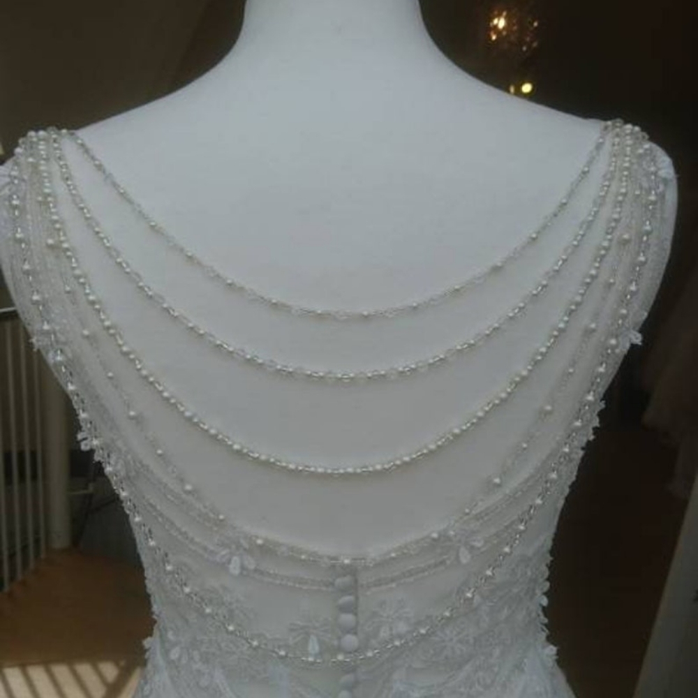 5 Strand Bridal pearl back necklace / back drape / back jewellery / wedding